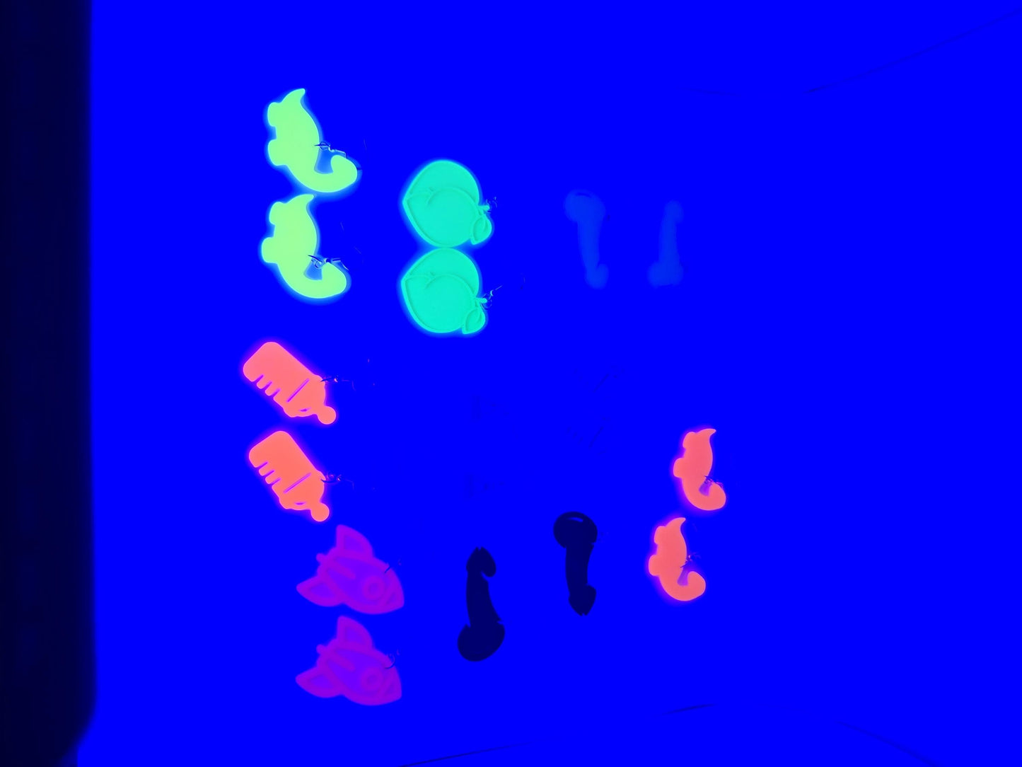 Neon Glow in the Dark Earrings | Festival Rave Jewelry | Quirky Statement Earrings | 3D Printed Plastic Dangle Earrings | Funky Gift Pupifer's Paddles