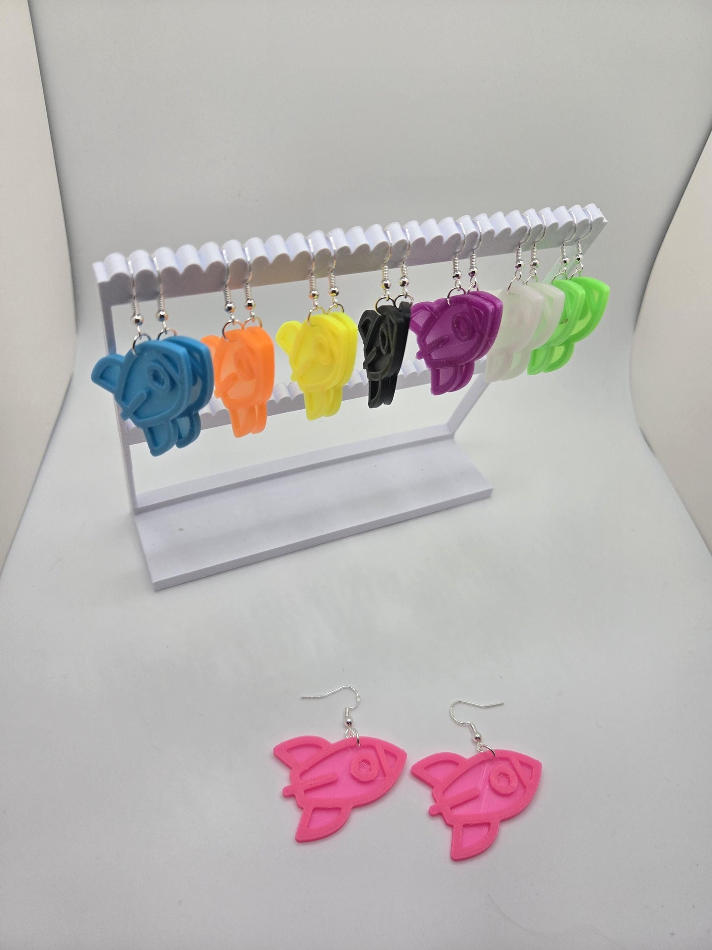 Neon Glow in the Dark Earrings | Festival Rave Jewelry | Quirky Statement Earrings | 3D Printed Plastic Dangle Earrings | Funky Gift Pupifer's Paddles