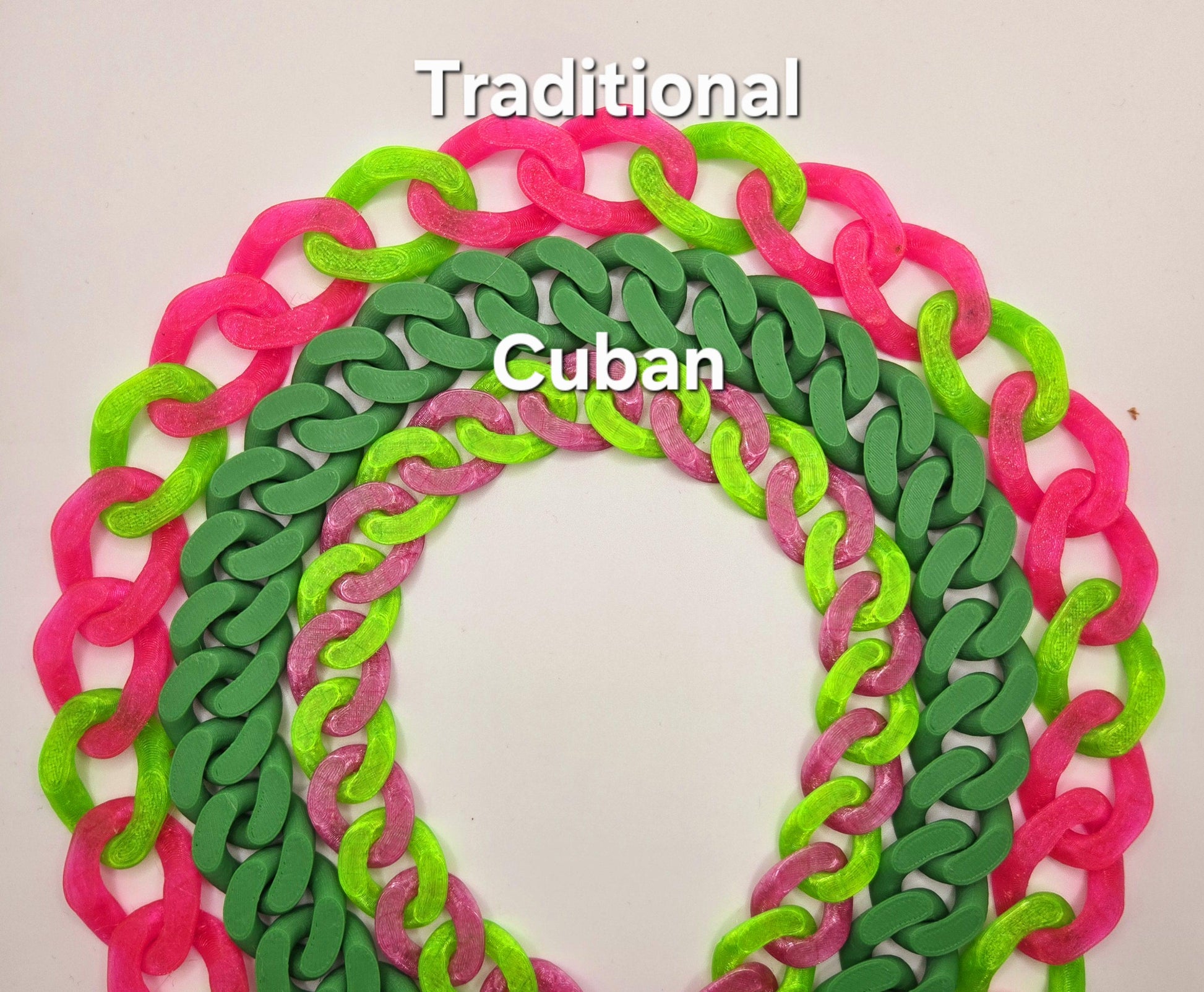 3D Printed Cuban Chain Necklace – Colorful, Customizable, Durable & Stylish Pupifer's Paddles