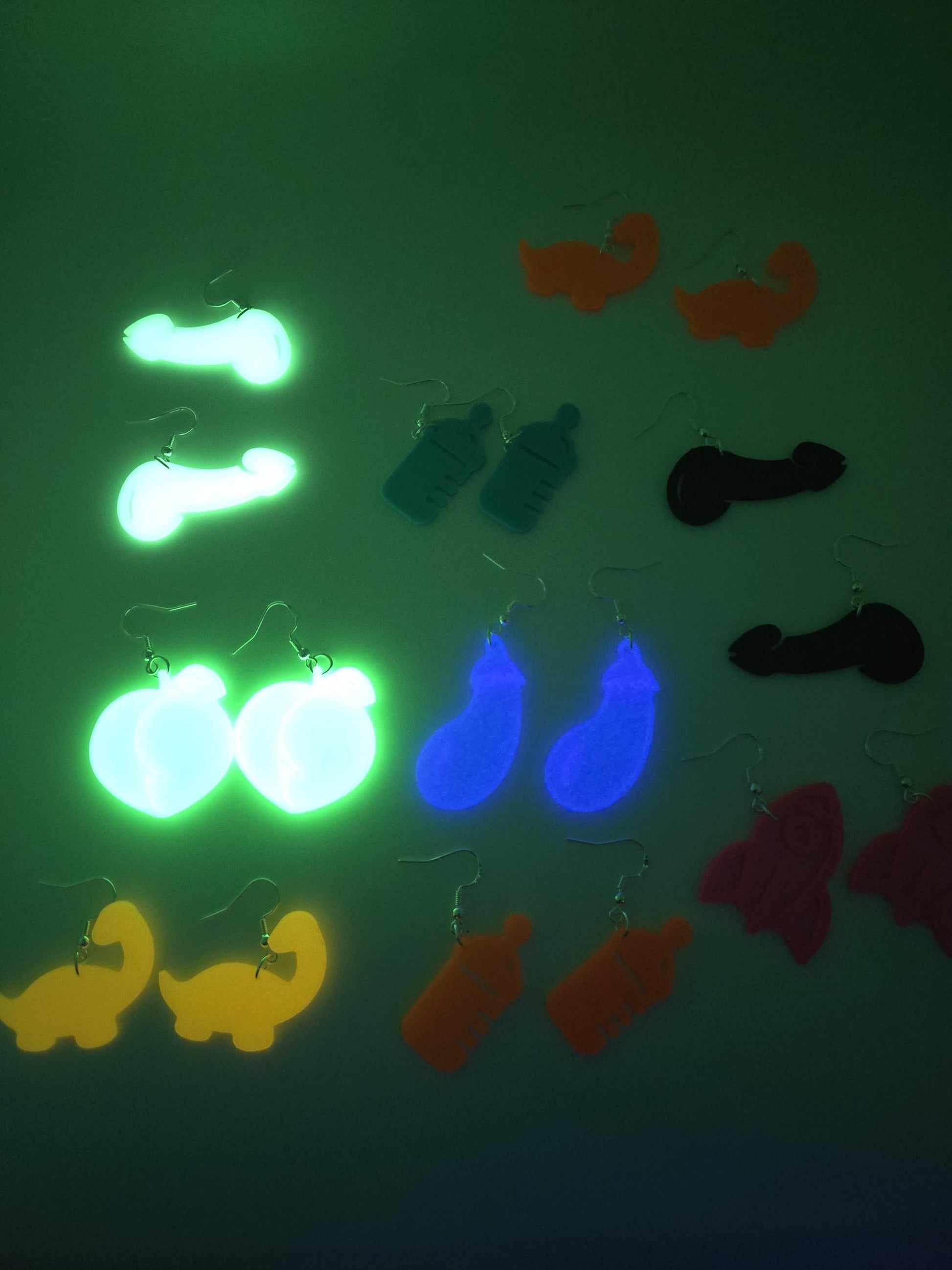 Neon Glow in the Dark Earrings | Festival Rave Jewelry | Quirky Statement Earrings | 3D Printed Plastic Dangle Earrings | Funky Gift Pupifer's Paddles