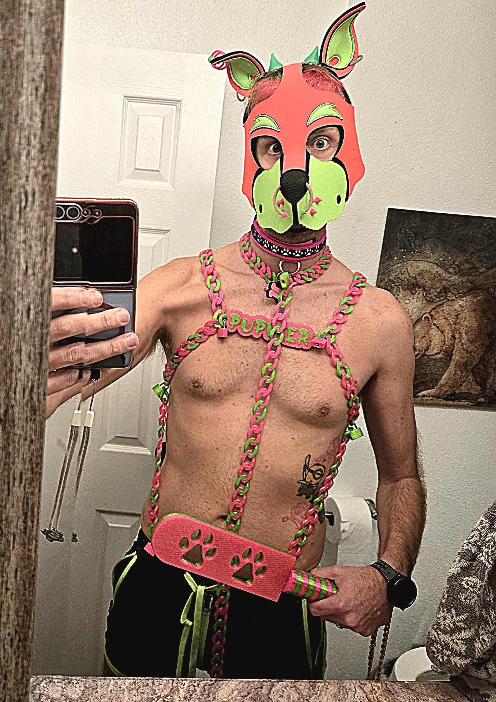 3D Printed Cuban Chain Harness with Matching Padlocks Pupifer's Paddles